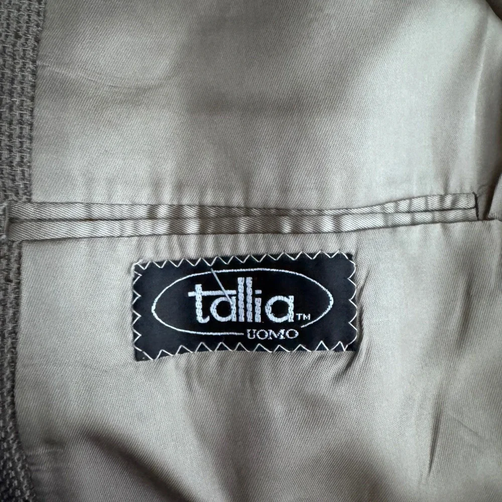 Tallia Uomo Sport Coat Blazer Mens 48L Brown Windowpane Check Two-Button‎ USA